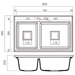 Kitco MQ-8149-BK Kitchen Double Basin (Black) (800 x 490mm)