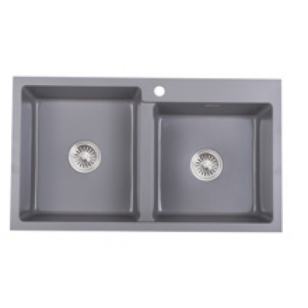 Kitco XW-885-OT 880x500mm石英雙鋅盆 (燕麥色)