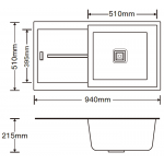 Kitco MQ-940-PL 940x510mm石英鋅盆 (珍珠灰色)