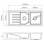Kitco XW-1150L-PL 石英台上式雙鋅盆 (珍珠灰色, 1140x500mm)