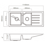 Kitco XW-1150R-PL 1140x500mm石英雙鋅盆 (珍珠灰色)