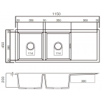Kitco XW1155-WH 1150x450mm石英雙鋅盆 (白色)