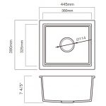 Kitco H-470-BK 445x390mm石英鋅盆 (黑色)