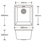 Kitco NET-400-BK 檯面/檯下兩用石英鋅盆 (黑色)