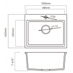 Kitco XW5544-OT 石英石單盆 (燕麥色) 檯上安裝
