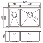 Kitco R10-4148 不鏽鋼雙盆 (台上/台下兩用)
