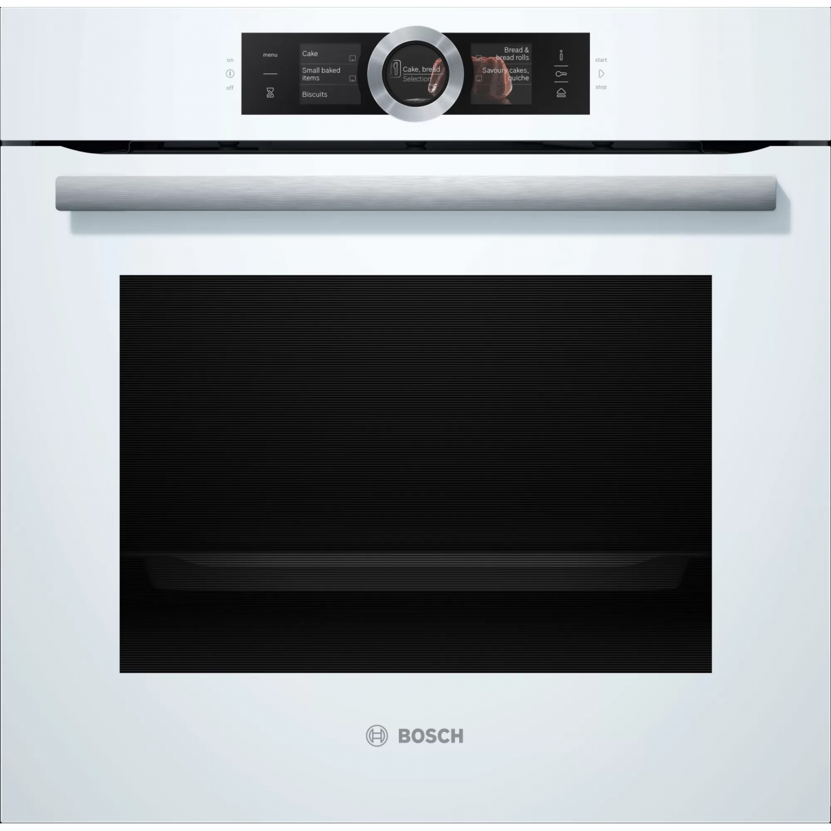 【展銷品】 Bosch HSG636BW1 71公升 嵌入式蒸焗爐（玻璃白）：12種加熱模式、4種蒸煮模式、TFT觸控顯示屏