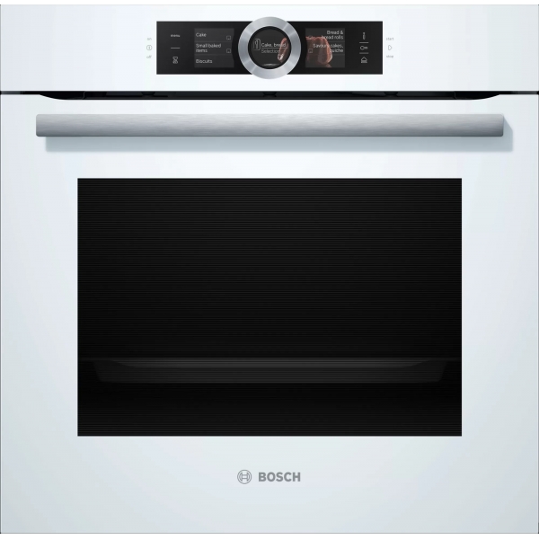 【展銷品】 Bosch HSG636BW1 71公升 嵌入式蒸焗爐（玻璃白）：12種加熱模式、4種蒸煮模式、TFT觸控顯示屏