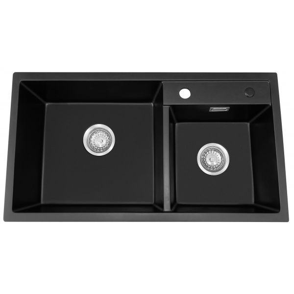 Baumatic BQSDA8245GB 廚房雙頭水槽 (亮黑色)