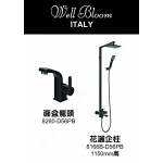 Well Bloom Italy PBRB1 純黑面盆龍頭連雨淋套裝