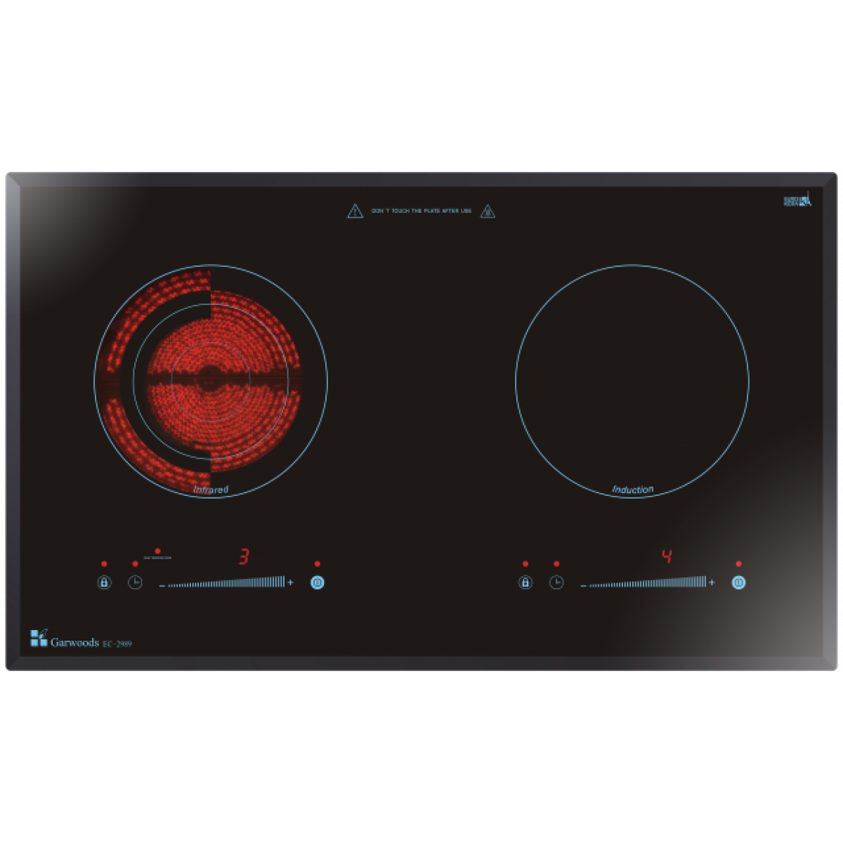 GARWOODS 樂思 EC-2989(鑽黑) 2合1 電磁爐 | 座檯/嵌入式雙爐，法國陶瓷玻璃面板