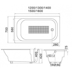 Bellini Italy ZYA815 鑄鐵浴缸 - 1500x700mm、防滑設計
