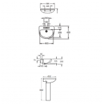 Bellini IM11076B 掛牆式洗臉盆連柱 - 560x450mm、白色