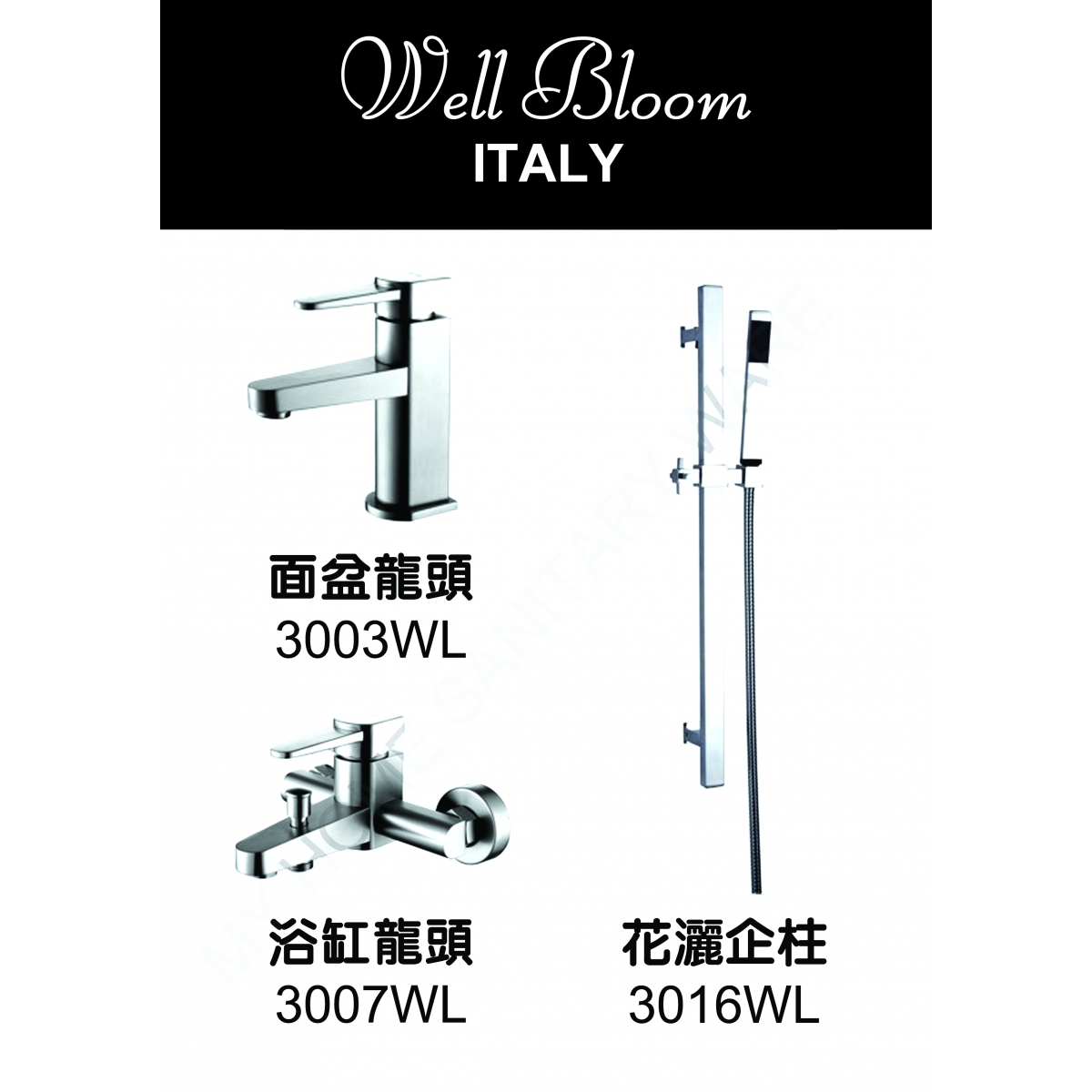 Well Bloom Italy 300WL 不銹鋼拉絲龍頭套裝