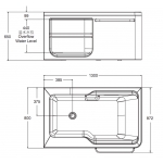 KOHLER K-99013T Aleutian 纖維浴缸 - 1300x800x650mm，連扶手與毛巾架，左角安裝