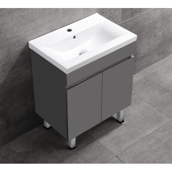 Richford RUS-3306-GY 落地不銹鋼櫃洗手盆 (灰色) - 610x400x850mm，連陶瓷盆