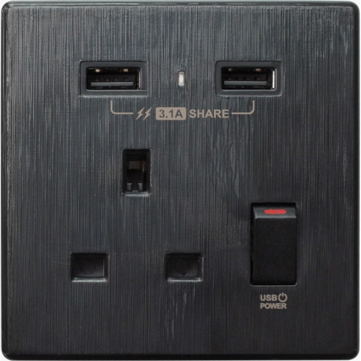 M2K AP105AL3-B 單位單蘇雙USB電掣插座 (3.1A快充) (黑色)