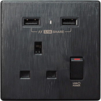 M2K AP105AL3-B 3.1A 單位 單蘇 2 USB 插座 (牆紙紋系列 ) (黑色)