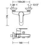 Walrus Kappa 明牆單控浴缸水龍頭 - 鍍鉻色，簡約設計