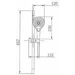 Walrus 按鈕式3速花灑套裝 - 鍍鉻色，多功能水流