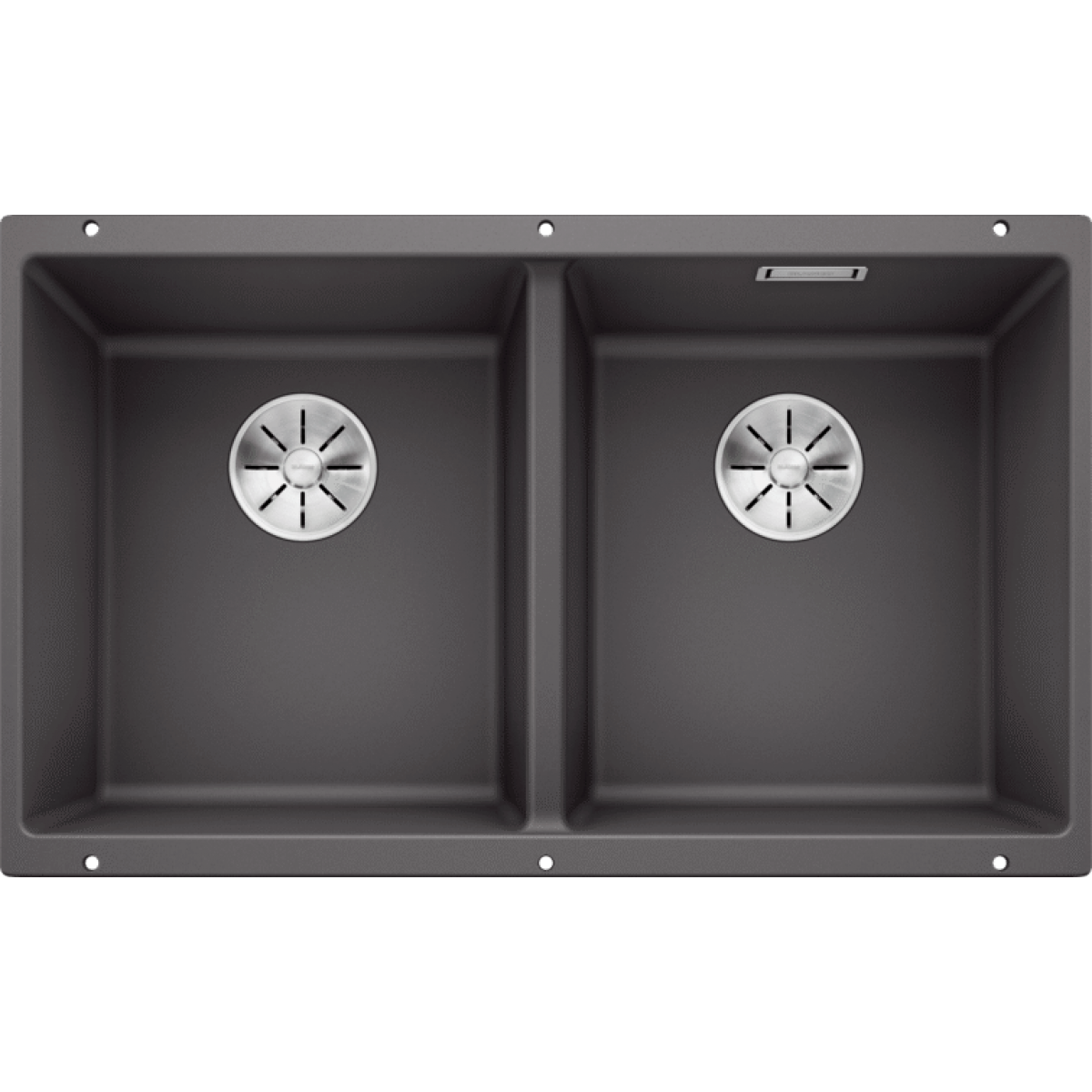 BLANCO SUBLINE 350/350-U(523575) 花崗岩雙槽鋅盤 (岩灰色，下嵌式)