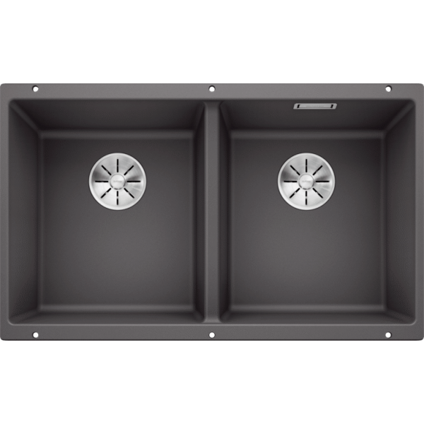 BLANCO SUBLINE 350/350-U(523575) 花崗岩雙槽鋅盤 (岩灰色，下嵌式)