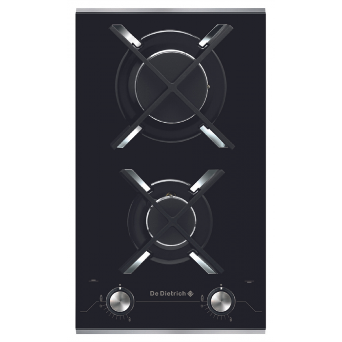 De Dietrich DTG1410X(LPG) 30厘米 嵌入式雙頭石油氣煮食爐 (黑色鋼化玻璃配不銹鋼 + 黑色鑄鐵鍋支架)