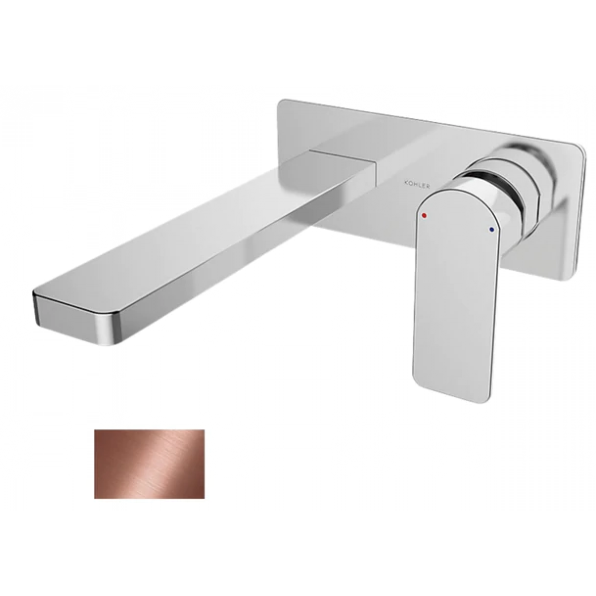 Kohler Parallel 單把手掛牆式面盆龍頭 - 玫瑰金色，高性能陶瓷閥芯