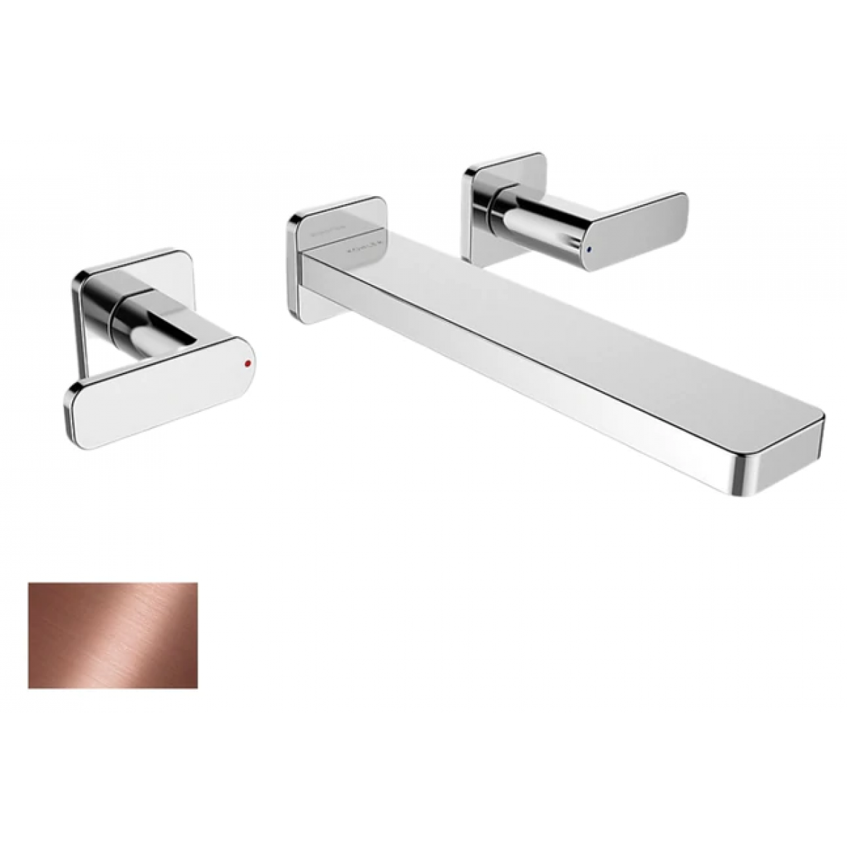 Kohler Parallel 掛牆式面盆龍頭 - 玫瑰金色，高性能陶瓷閥芯