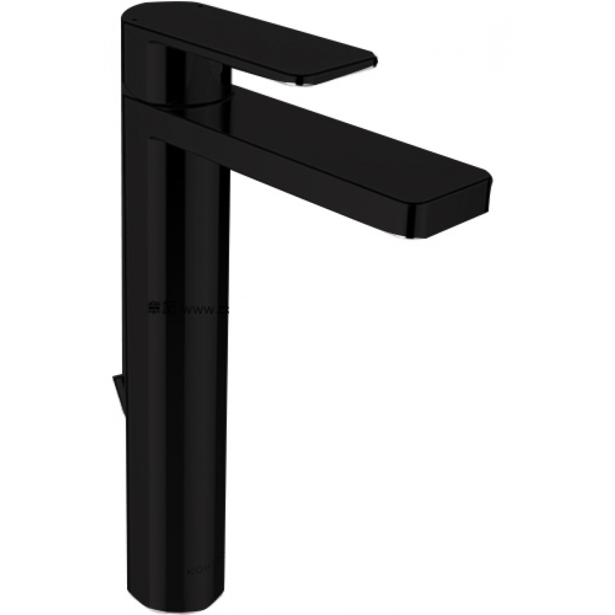 Kohler Parallel™ 超高身單把手面盆龍頭 - 黑色，高性能陶瓷閥芯，創新排水結構