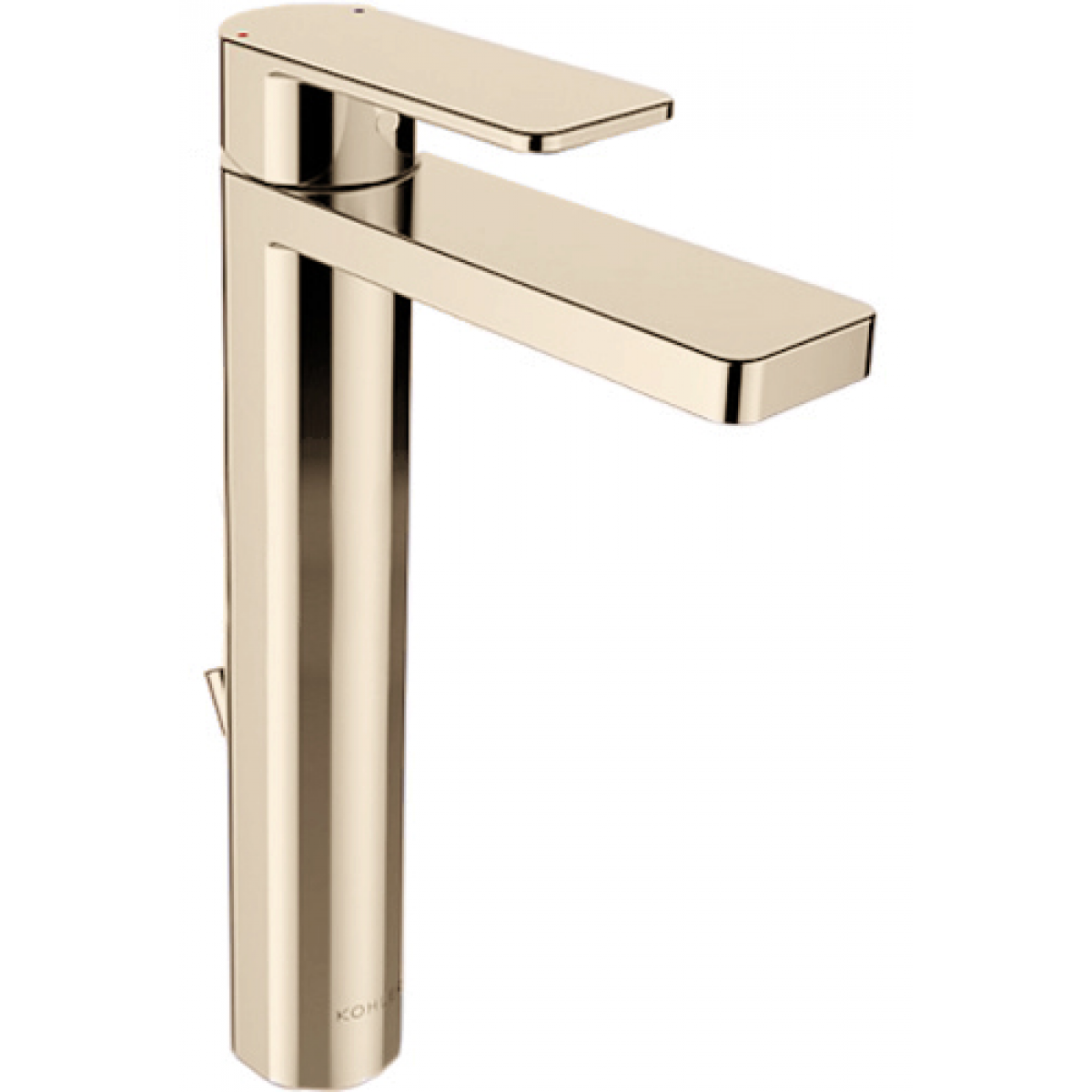 Kohler Parallel™ 超高身單把手面盆龍頭 - 法蘭金色，高性能陶瓷閥芯，創新排水結構