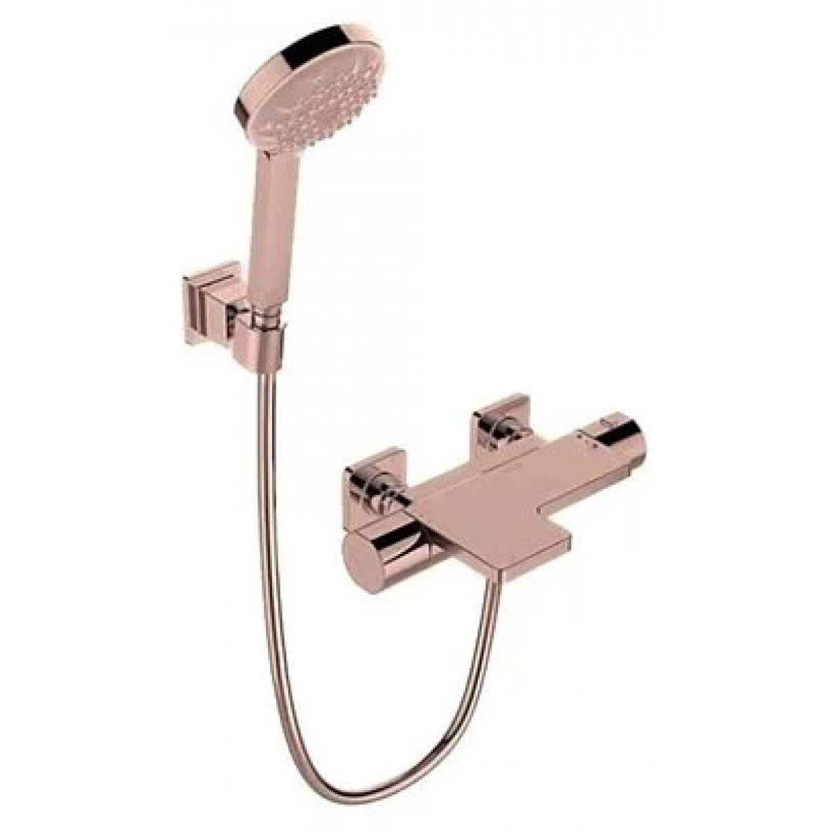 Kohler Parallel 恆溫掛牆式浴缸龍頭 - 玫瑰金，PVD鍍層，附手持花灑