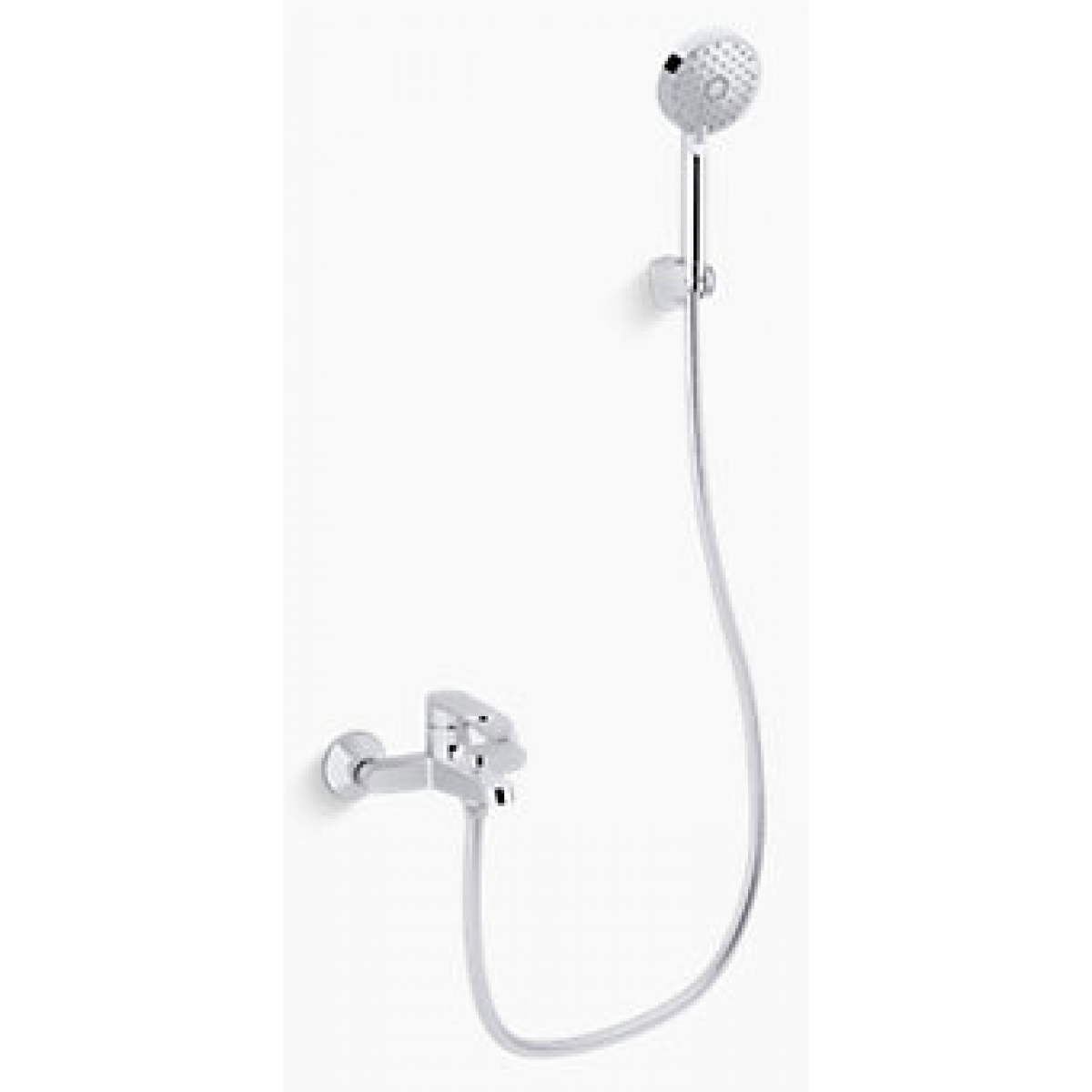 Kohler Beam 掛牆式浴缸淋浴龍頭 - 拋光鍍鉻，附Awaken手持花灑，耐腐蝕