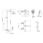 Kohler K-23125T-B9-2BL JULY 恆溫三路花灑淋浴柱：黑色、10吋頂灑、硬管連接