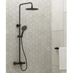 Kohler JULY K-23126T-B9-2BL 黑色三路花灑淋浴柱 | Katalyst™ 空氣動力技術 | 啞光黑浴室套裝