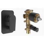 Kohler Taut™ 入牆式花灑兩路面板 + 帶分流器 40mm 薄型浴缸/淋浴閥 (黑色) (K-78987T-4-BL+K-78980T-DR-BL)