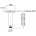 Kohler K-15398T-B-CP Katalyst Air 天花板安裝花灑臂 (拋光鍍鉻)