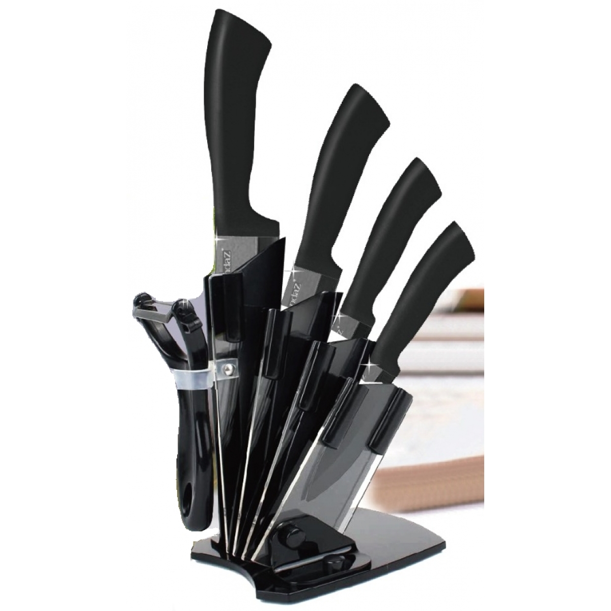 GrandaZ GD-KS0008-BK 5合1專業陶瓷刀套裝 (連刀架/黑色)