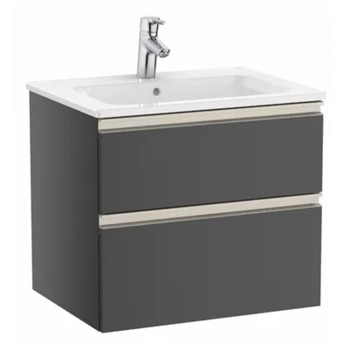 Roca The Gap 一體式面盆+雙抽屜面盆櫃套裝 (炭灰色)