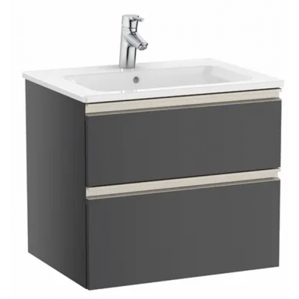 Roca The Gap 一體式面盆+雙抽屜面盆櫃套裝 (炭灰色)