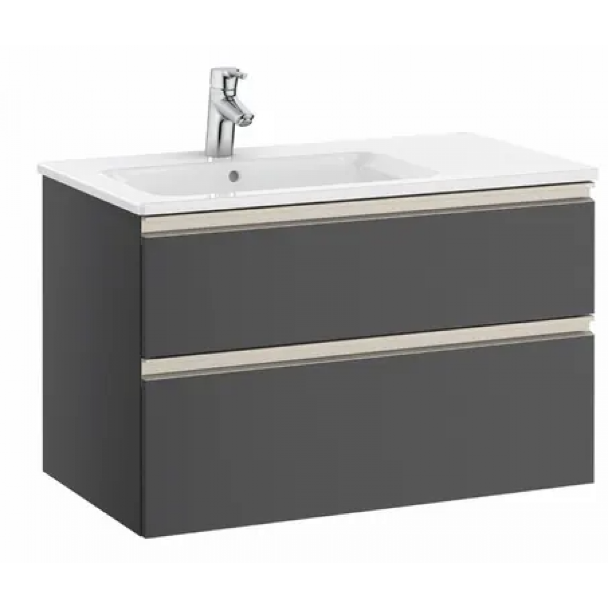 Roca The Gap 右翼一體式面盆連雙抽屜面盆櫃套裝 (炭灰色)