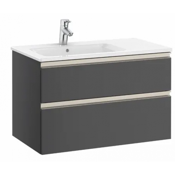 Roca The Gap 右翼一體式面盆連雙抽屜面盆櫃套裝 (炭灰色)