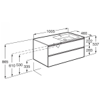 Roca The Gap 左翼一體式面盆連雙抽屜面盆櫃套裝 (炭灰色)