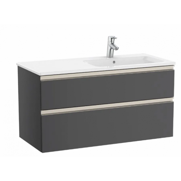 Roca The Gap 左翼一體式面盆連雙抽屜面盆櫃套裝 (炭灰色)