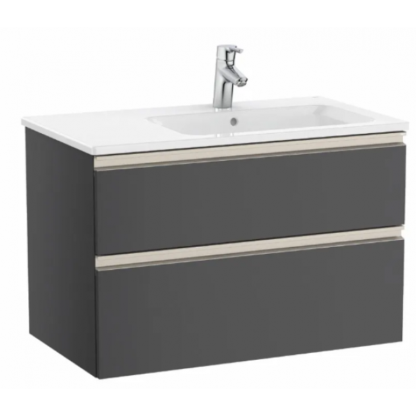 Roca The Gap 左翼一體式面盆連雙抽屜面盆櫃套裝 (炭灰色)