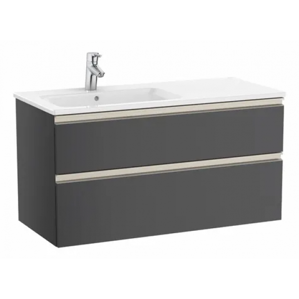 Roca The Gap 左邊洗水盆+雙抽屜面盆櫃套裝 (炭灰色)