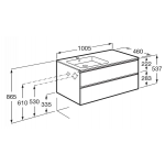 Roca The Gap 左邊洗水盆+雙抽屜面盆櫃套裝 (白色) (1005x460mm)