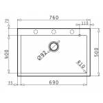 Pyramis Istros 76x50cm花崗岩單盆廚房水槽 (銀灰色)