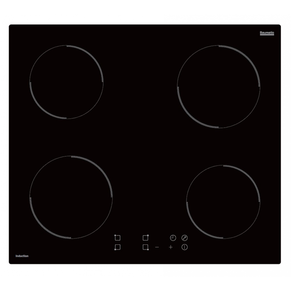 Baumatic BIPI604 60厘米嵌入式四頭電磁爐：6400W總功率，陶瓷強化玻璃，過熱斷電