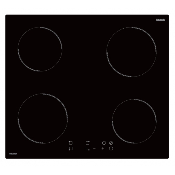 Baumatic BIPI604 60厘米嵌入式四頭電磁爐：6400W總功率，陶瓷強化玻璃，過熱斷電